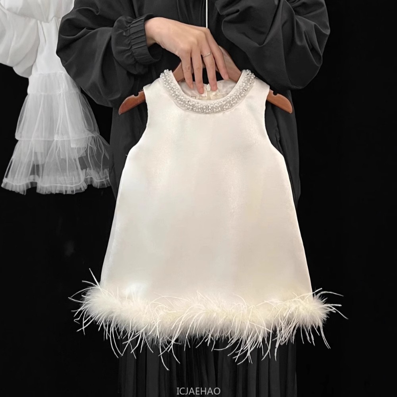 Baby Clothing Line - 2025 New Girls Satin Feather Princess