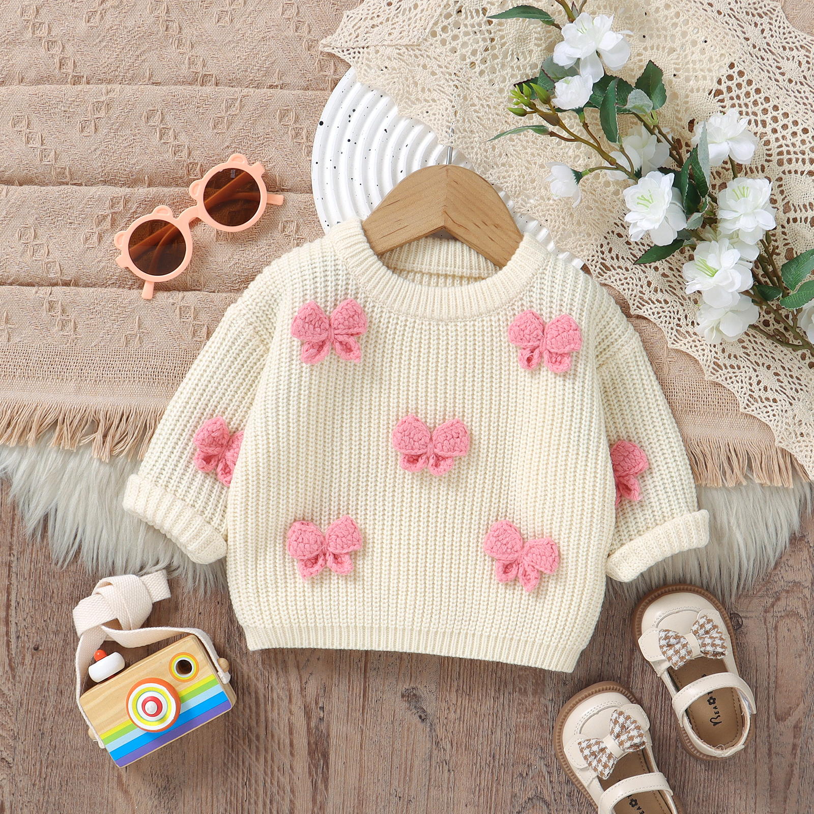 Fashion Bowknot Knitted Baby G - Baby Clothing Jumpers incelemesi ve fiyatı