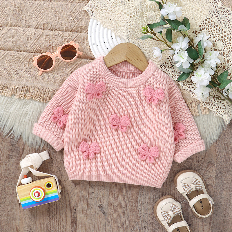 Fashion Bowknot Knitted Baby G - Baby Clothing Jumpers incelemesi ve fiyatı