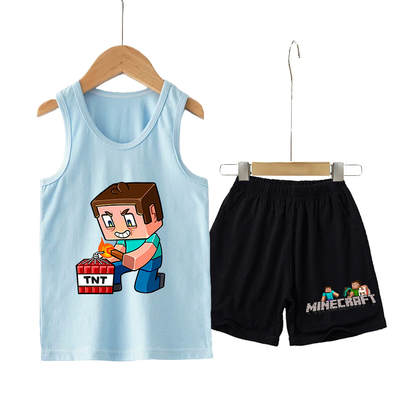 Minecrafted Children Vest+shor - Baby Clothing Sets Boy incelemesi ve fiyatı