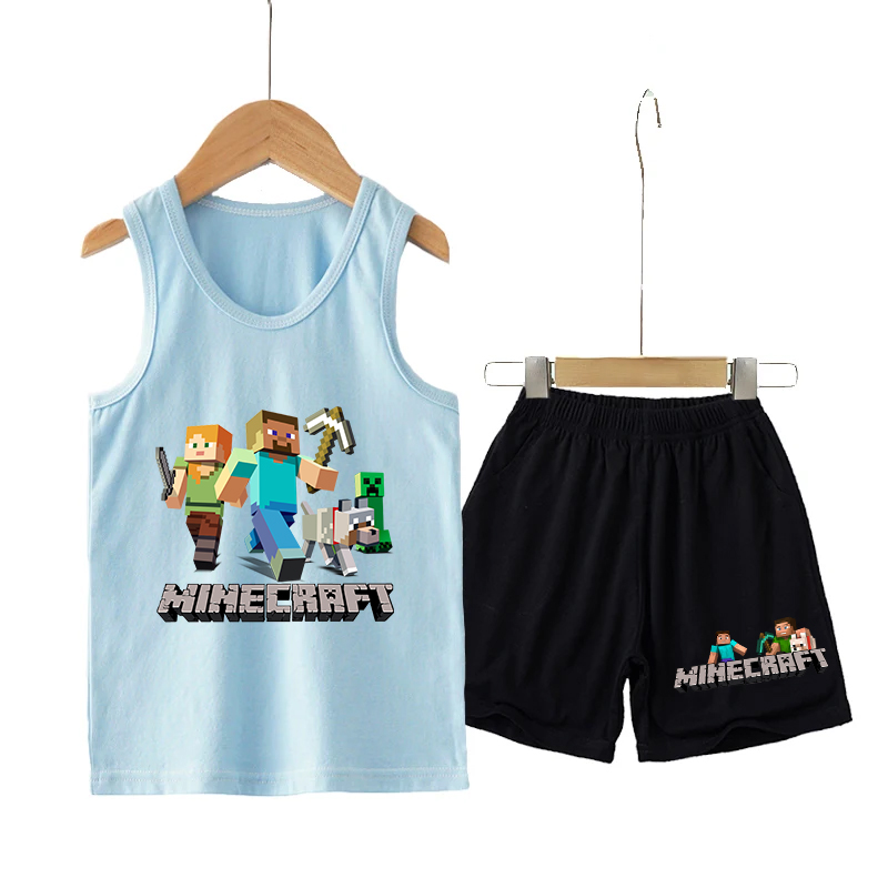 Minecrafted Children Vest+shor - Baby Clothing Sets Boy incelemesi ve fiyatı