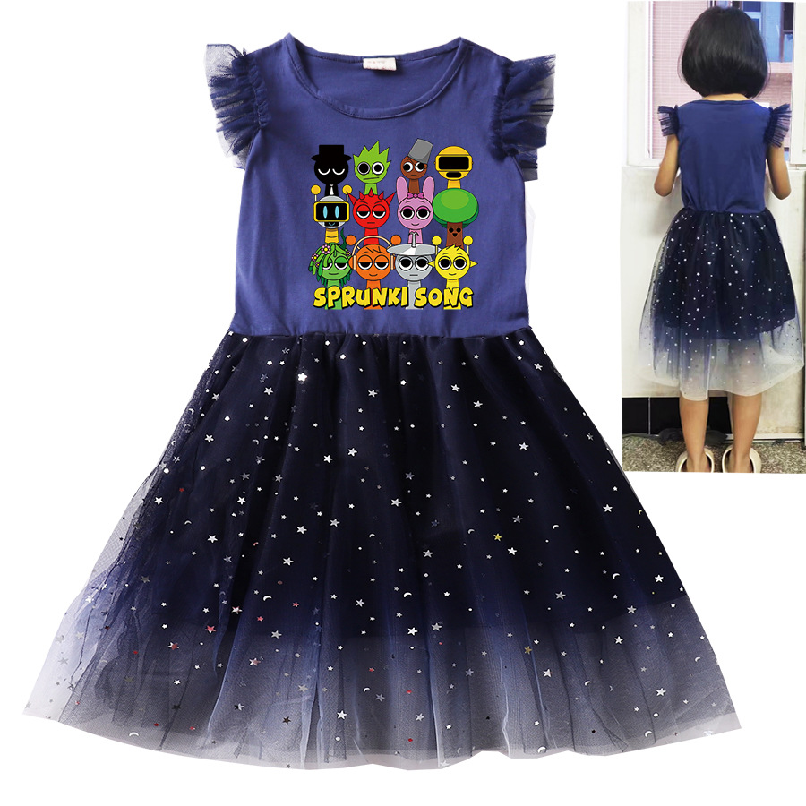Cute Sprunki Cartoon Kids Dres - Baby Clothing Line incelemesi ve fiyatı